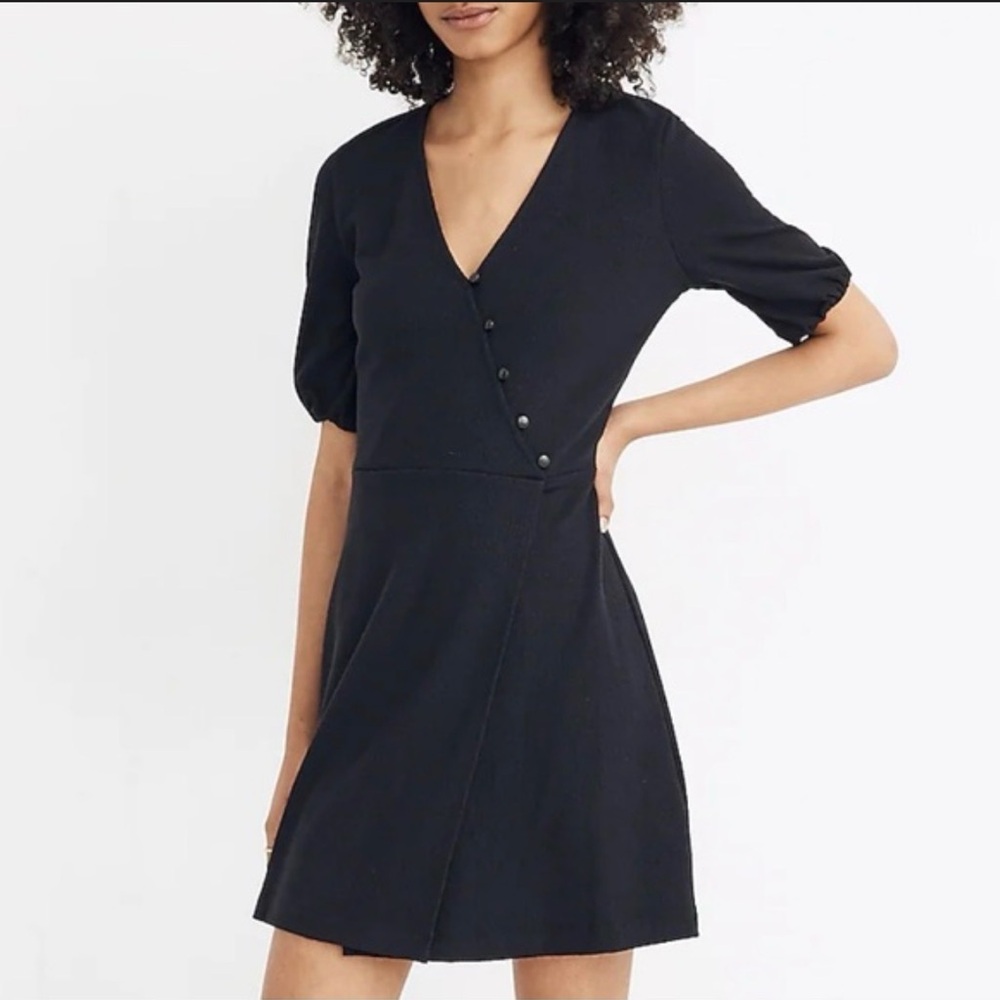 Madewell Black Button-Detail Mini Dress
